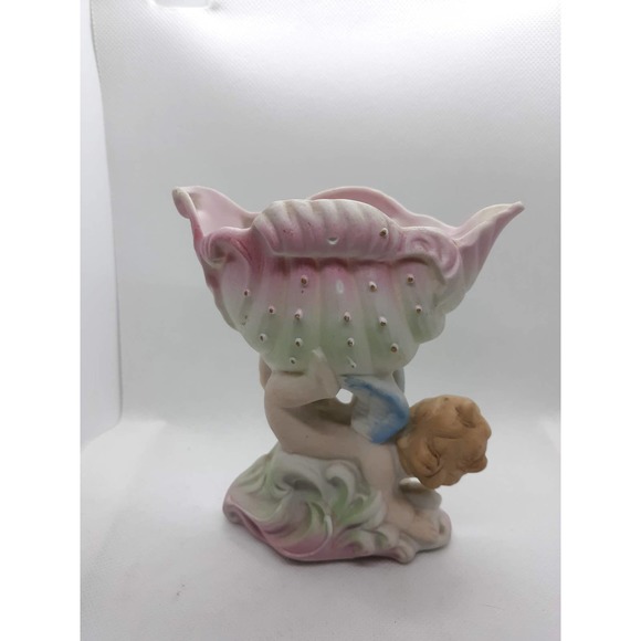 Occupied Japan Bisque Winged Cherub Planter - Picture 2 of 5